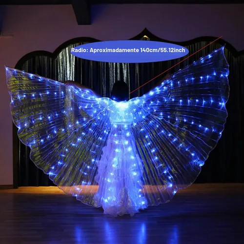 Vista 2 de Ragyzity - Alas LED de Isis que se iluminan, alas brillantes y luminosas para disfraces de danza del vientre, alas de mariposa LED para Halloween