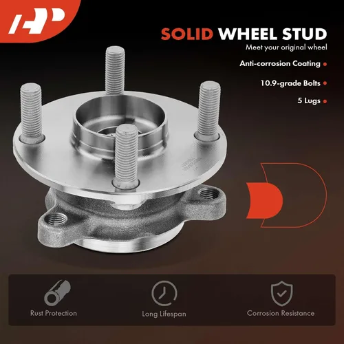 Vista 5 de A-Premium Cojinete de rueda trasera y conjunto de cubo con 4 lengüetas compatible con Mazda MX5 Miata 2016-2022, solo RWD