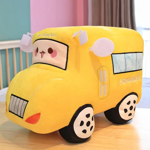 Vista 10 de XIYUAN Cojín de peluche rojo de autobús escolar con diseño de caricaturas, cojín de felpa para regalo de cumpleaños de niños (11 x 7 x 6 pulgadas)