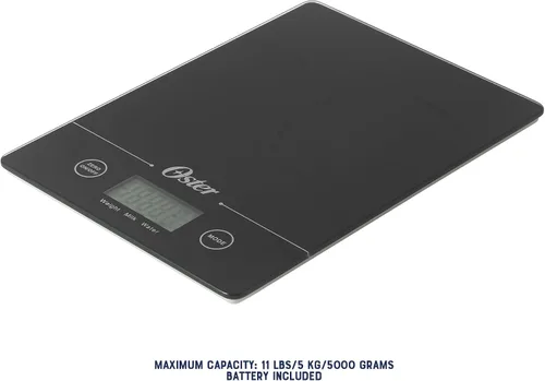 Vista 3 de Oster Gridley - Báscula digital de cocina, báscula de alimentos de alta precisión de 11 libras con pantalla LCD, función de tara, medición de gramos