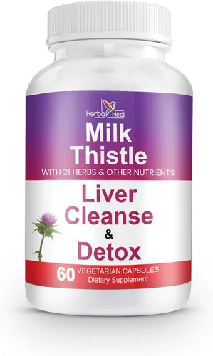 Vista 5 de Liver Cleanse Detox - Suplemento hepático de cardo mariano de 1000 mg de alta potencia con 22 ingredientes, desintoxicante natural y regenerador