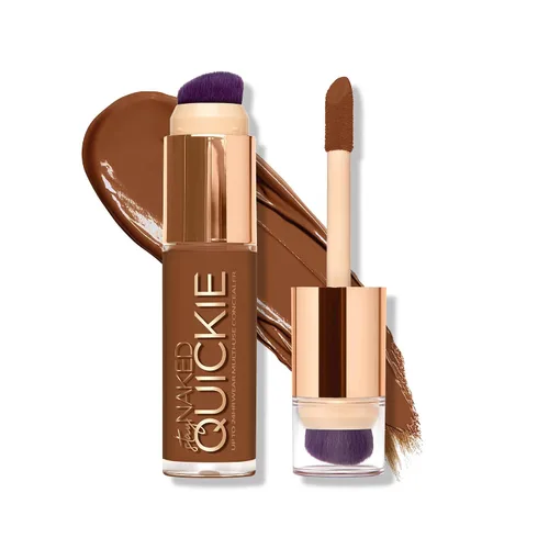 Vista 23 de Urban Decay Quickie Corrector impermeable de cobertura completa 24 horas, acabado mate natural, vitamina E hidratante, cepillo de pulido de doble