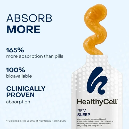 Vista 3 de Healthycell REM Sleep - Suplemento de gel líquido extra fuerte para dormir para adultos - Suplemento de melatonina, magnesio, GABA, L-teanina