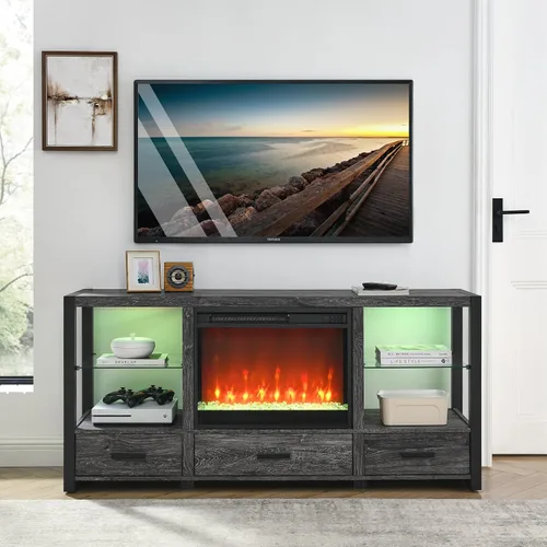 Vista 5 de Insertos de chimenea eléctrica de 23 pulgadas, insertos de chimenea para chimenea existente con 8 colores de llama, insertos de chimenea de 1400 W