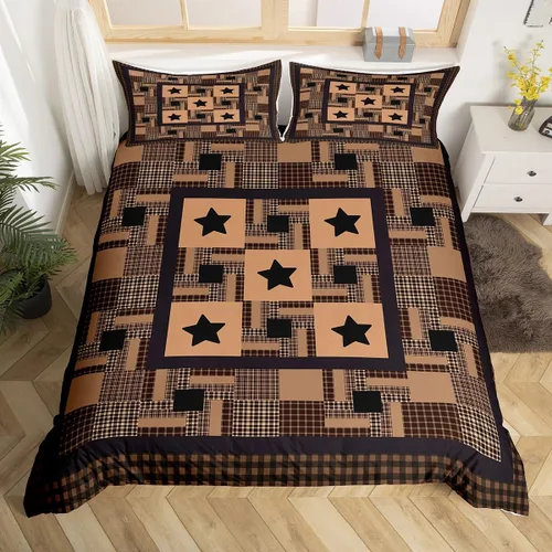 Vista 32 de Juego de ropa de cama de piel de vaca para niños y niñas, funda de edredón con estampado de estrellas de piel de vaca occidental, funda de edredón