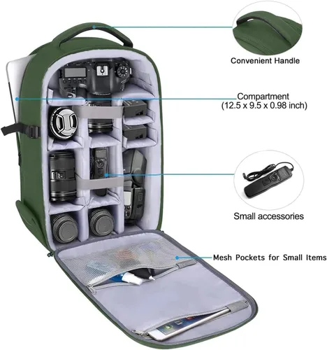 Vista 2 de MOSISO Mochila para cámaras réflex digital de un solo objetivo, réflex de un solo objetivo o sin espejo, funda rígida impermeable de apertura