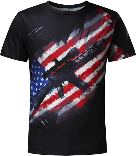 Vista 3 de Camiseta de manga corta para hombre con la bandera de Estados Unidos, camiseta patriótica de Street Soldier, camiseta con estampado patriótico
