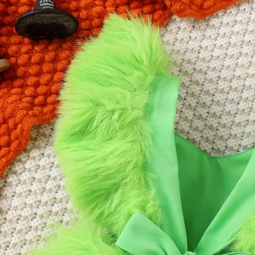 Vista 4 de Mameluco de Navidad verde para bebé, mono de forro polar cálido, traje de mi primera Navidad para niña