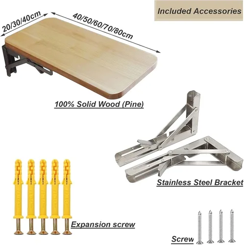 Vista 3 de LUNEZY Mesa plegable de pared para cocina, mesa de trabajo plegable, mesa de comedor compacta para espacios pequeños, mesa de barra de desayuno