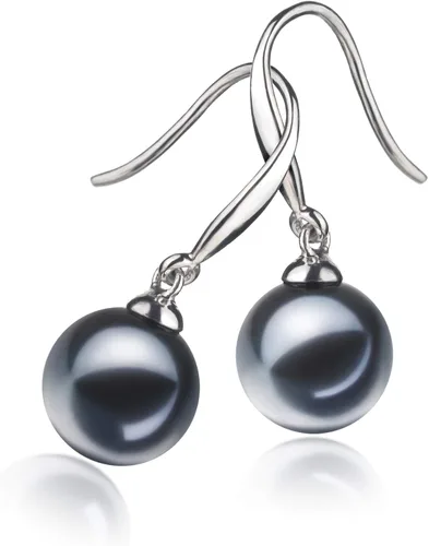 Vista 2 de Negro 7 8 mm Calidad AAAA plata de ley 925 perla cultivada de agua dulce arete Par