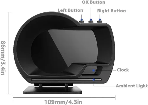 Vista 9 de Riloer Coche HUD Head Up Display P6, OBD2+GPS Universal Multifunción Velocímetro