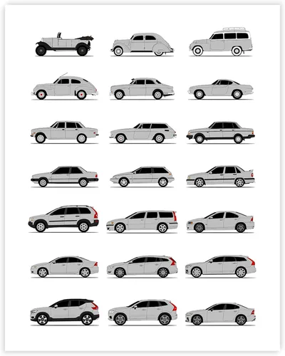 Vista 11 de Idea Network Handmade Poster compatible with Volvo Print Wall Art Handmade Decor of the Best of Volvo Generations History Evolution - Multi, 8x10in
