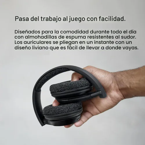 Vista 7 de Belkin Auriculares inalámbricos SoundForm Adapt, micrófono Boom, batería 45H Auriculares sobre la oreja, diseño plegable, USB-C y opción con cable