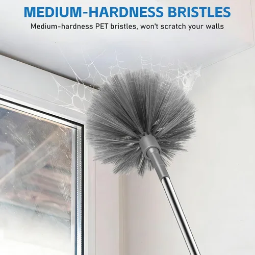 Vista 2 de Plumero de telaraña con poste de extensión, para limpieza de telaraña, gris