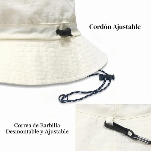 Vista 6 de NPJY Packable Sun Bucket Hat for Women Outdoor Waterproof Rain Hat Beige (plegable)