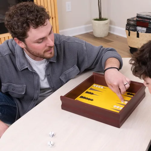 Vista 4 de Elbow Room Games Set de Juegos Familiares, 10 Juegos Clásicos con Caja de Almacenamiento de Madera y Tableros de Juego Integrados, Diversión Sin Fin