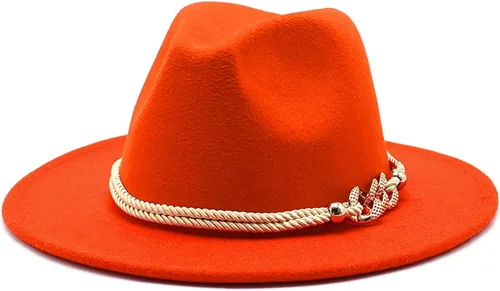 Vista 3 de Sombrero Fedora Panamá de fieltro de ala ancha para dama con Azul bebé