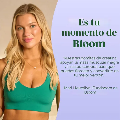 Vista 6 de Gomitas de monohidrato de creatina Bloom, 5g por porción, gomita de creatina sin azúcar para entrenamiento, fuerza, salud cognitiva y apoyo muscular