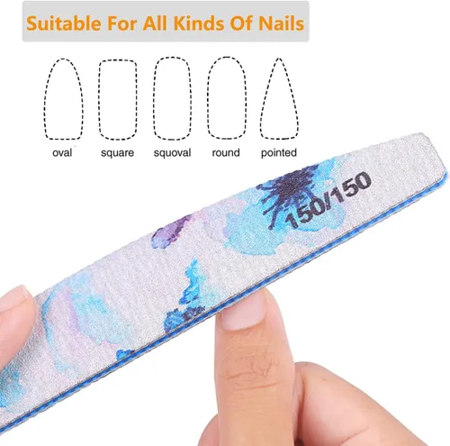 Vista 6 de 6 limas de uñas y tampones de diferentes granos, tablero de esmeril con patrón de flores (grano 80-320), herramientas de manicura profesionales