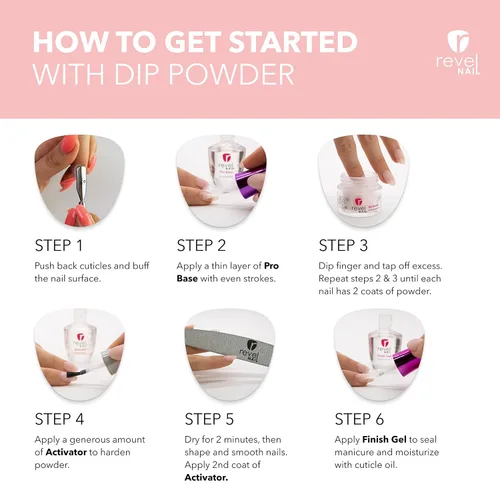 Vista 5 de Revel Nail Polvo de inmersión, esmalte de uñas de polvo nude, polvo de inmersión resistente a las virutas con vitamina E y calcio, manicura