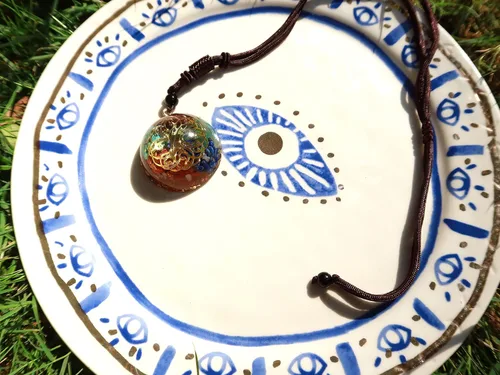 Vista 7 de Collar con colgante de orgón, árbol de la vida, geometría sagrada, flor de la vida, reiki, 7 chakras, cristales curativos, piedras para hombres