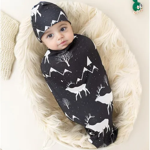 Vista 3 de Galabloomer Manta Envolvente para Recién Nacido con Conjunto de Gorro Bebé Niño Manta de Recepción Gris con Flechas