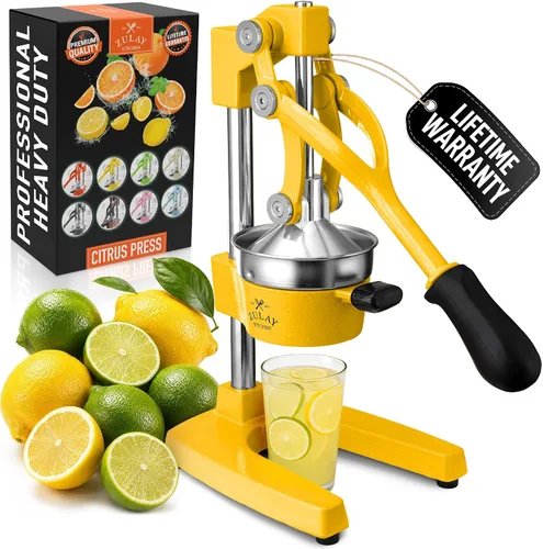 Vista 19 de Zulay Kitchen Exprimidor de hierro fundido, exprimidor manual resistente con coladores desmontables para una fácil limpieza, prensa de jugo
