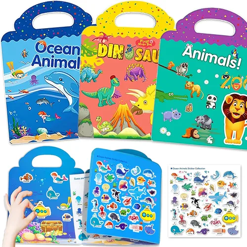 Vista 11 de Libros de calcomanías reutilizables para niños, libros de calcomanías removibles de granja para niños pequeños de viaje para niñas y niños de 3, 4