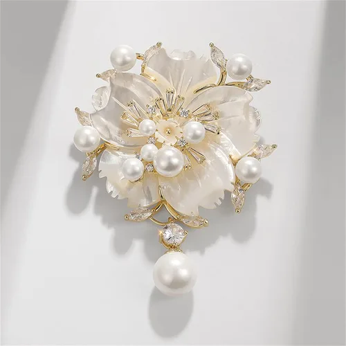 Vista 9 de Broche de la serie floral para mujer, moda grande, broches y alfileres de disfraz para regalo de Navidad