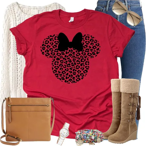 Vista 3 de Leopardo Minnie Camisa Cheetah Minnie Camisa Camisa Animal Kingdom Camisa de Safari Casual Camisa de Manga Corta