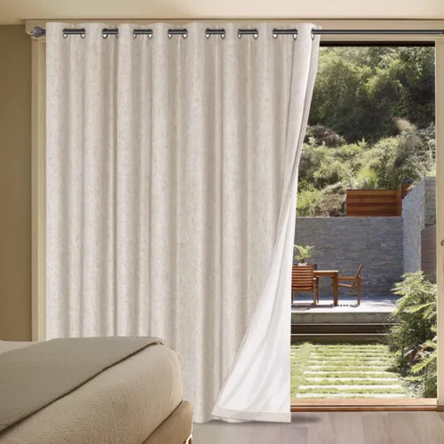 Vista 103 de H.VERSAILTEX Cortinas 100% opacas con aislamiento térmico, texturizadas, de lino, con bloqueo completo de calor y luz, para sala de estar y Negro