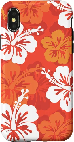 Vista 5 de Carcasa para iPhone 17 con diseño de flores hawaianas tropicales de hibisco naranja Y2K