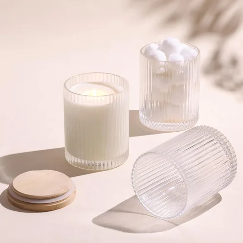 Vista 6 de Tarros de vela de vidrio transparente de 14 onzas para hacer velas, paquete de 6 frascos de vela vacíos a granel con tapas y accesorios de bambú