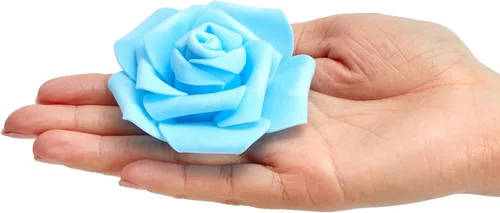 Vista 4 de Juvale – 100 unidades de rosas artificiales para decoración de bodas, baby showers, manualidades, 3 pulgadas