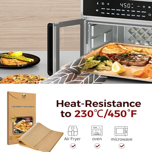 Vista 5 de Forros desechables para freidora de aire CHEFMAN, 125 hojas de papel pergamino compatibles con accesorios para freidora de aire Instant Pot