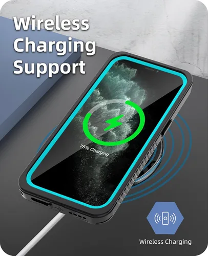 Vista 5 de WIFORT - Funda impermeable para iPhone 11 Pro - Protector de pantalla integrado resistente al agua, protección contra caídas dura, a prueba de Verde