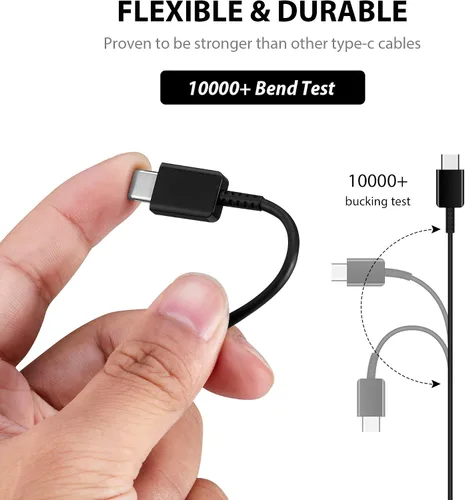 Vista 6 de Cable USB-C original de 10 pies compatible con tu Xiaomi Poco X3 Pro con carga rápida y transferencia de datos (blanco 3M)