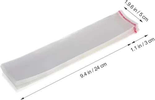 Vista 2 de VORCOOL 200 piezas de adhesivo OPP grueso autosellante transparente largo para galletas de panadería, Navidad, Halloween, fiesta, regalo decorativo