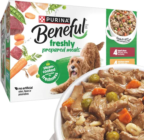 Vista 18 de Comidas preparadas Purina Beneful, comida para perro, paquete surtido, 10 onzas Tubo, paquete de 8