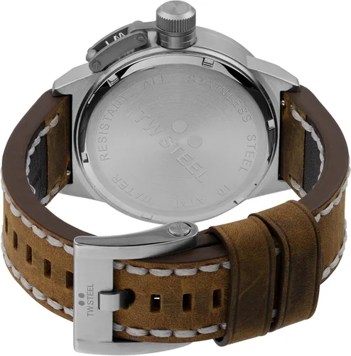 Vista 5 de TW Steel Canteen Mens 45mm Quartz Watch with 3-Hands Movement and Leather Strap