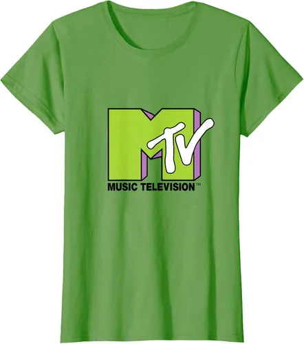 Vista 54 de Camiseta de tratamiento de relleno con logotipo MTV verde lima y morado, Negro, S Azul Marino