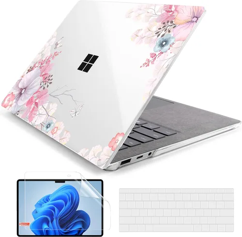 Vista 18 de Batianda Funda personalizable para portátil Microsoft Surface 5 4/3 de 13,5 pulgadas con reposamanos Alcantara modelo 1950/1867, carcasa rígida