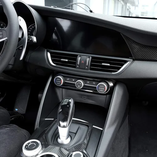 Vista 5 de para Alfa Romeo Giulia Stelvio 2016-2018 ABS centro de coche aire acondicionado marco ajuste ajuste ajuste accesorio coche (fibra de carbono)