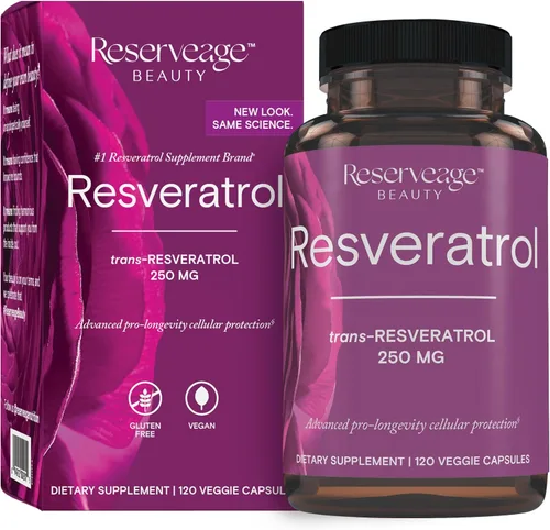 Vista 11 de Reserveage Beauty, Resveratrol 250 mg, suplemento antioxidante para la salud cardíaca y celular, apoya el envejecimiento saludable y el sistema