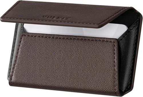 Vista 10 de VULKIT Funda de cuero para tarjetas de visita para hombre, delgada, con bolsillo, tarjetero para tarjetas de presentación, con capacidad para 20