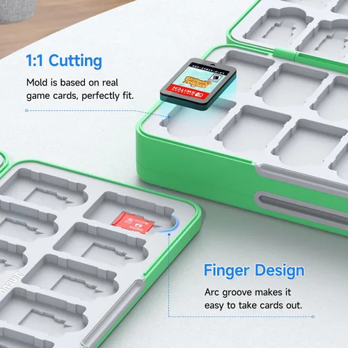 Vista 5 de JINGDU 40-Slot Traceable Switch Game Case Compatible with Nintendo Switch Games, Holds 40 Switch Game Cards and 24 Micro SD Cards, with Hidden