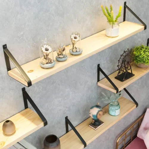 Vista 5 de Creative Load-Bearing - Soportes para estante de pared de hierro forjado con forma de triángulo, de madera, para sala de estar, TV, estantería