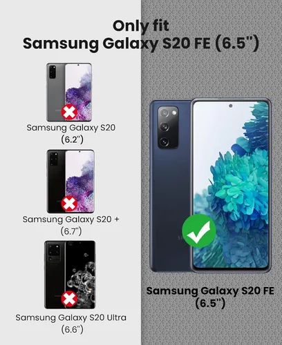 Vista 2 de Funda UNPEY para Samsung Galaxy S20 FE 5G: doble capa antideslizante negra Protección contra caídas de grado militar, textura mate, cubierta Negro