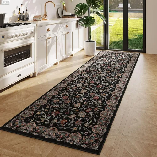 Vista 9 de Rugcomf Alfombra vintage de cachemira de 2 pies 7 x 8 pies, lavable a máquina, antideslizante, alfombra floral de pelo bajo para cocina, lavandería