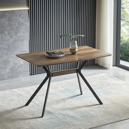 Vista 4 de Yogald - Mesa de comedor moderna de 47.27 pulgadas, mesa de comedor rectangular con patas de metal, ahorro de espacio para reuniones y comedor